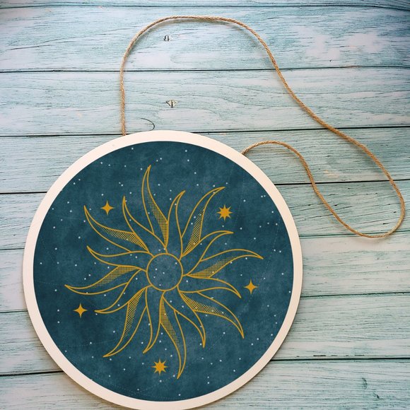 Hand Crafted Other - Celestial Sun Handmade Round Sign | Unique and Customized Decor